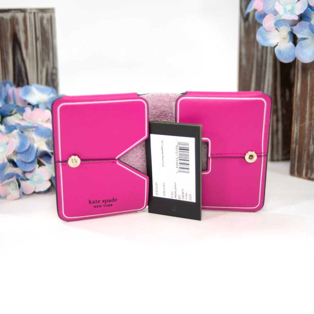 Kate Spade Detour Orange Pink Leather Zip Around Bifold Novelty Wallet NWT - Picture 5 of 6